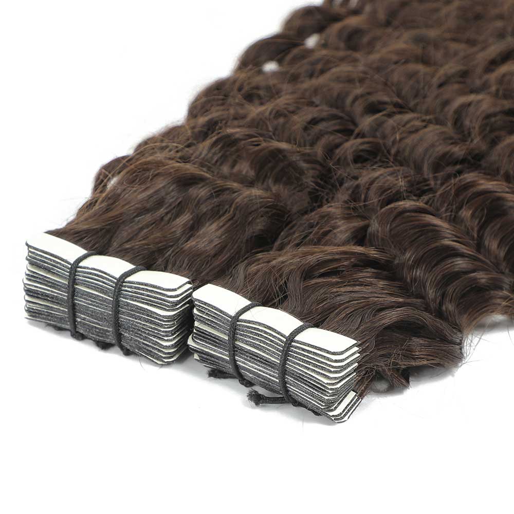 Curly Tape Hair Extensions 3C #2C Chocolate Brown