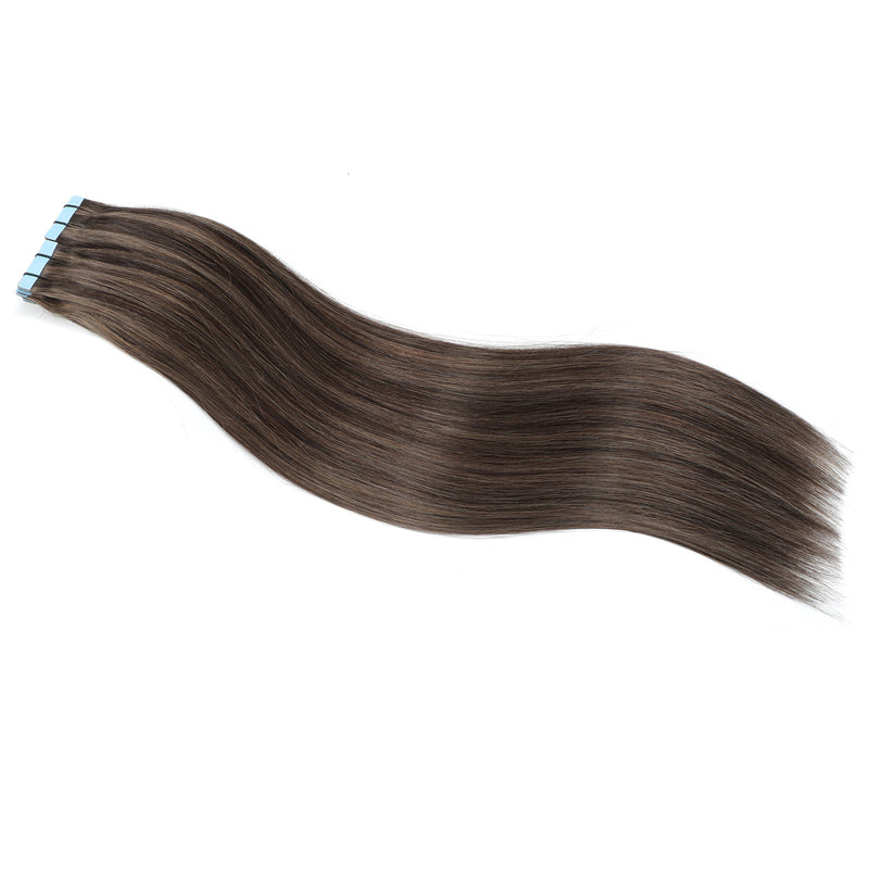 Tape Hair Extensions 23" #2c/8a Chocolate & Ash Brown Mix