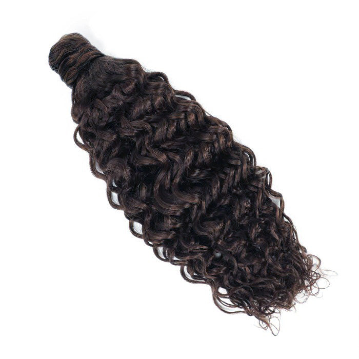 Curly Ponytail Human Hair Extensions #2c Chocolate Brown