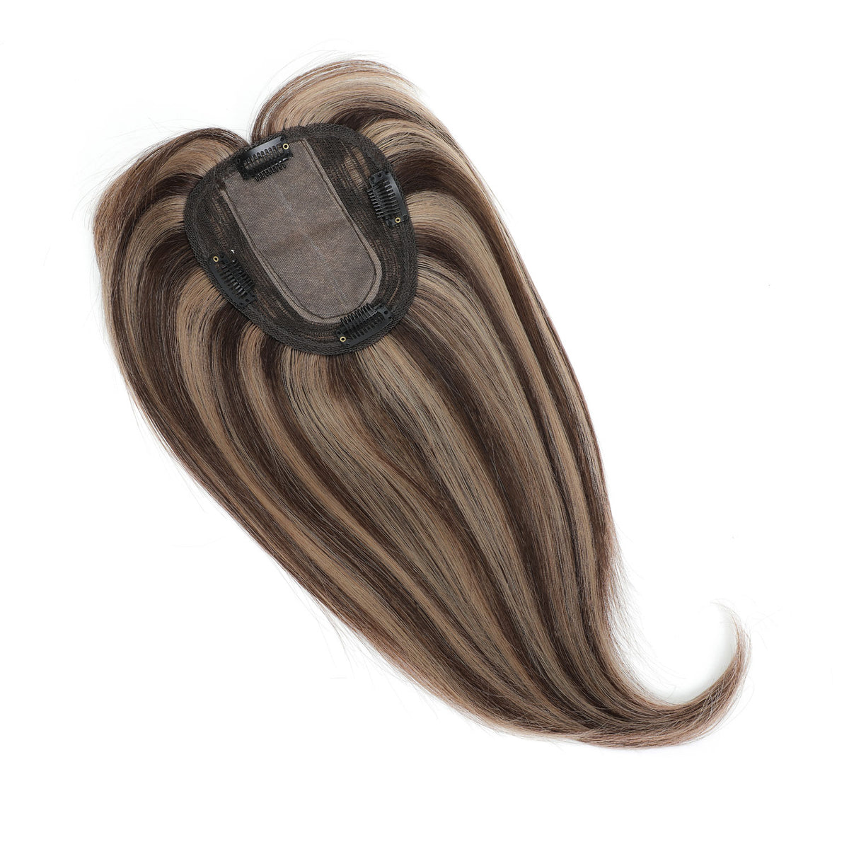 Brown hair extension with clip on a white background