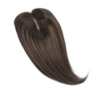 Human Hair Topper with Bangs #2c/2c/8a Rooted Chocolate and Ash Brown Balayage