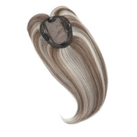 Human Hair Topper with Bangs #8a/8a/1001 Ash Brown Pearl Blonde Balayage