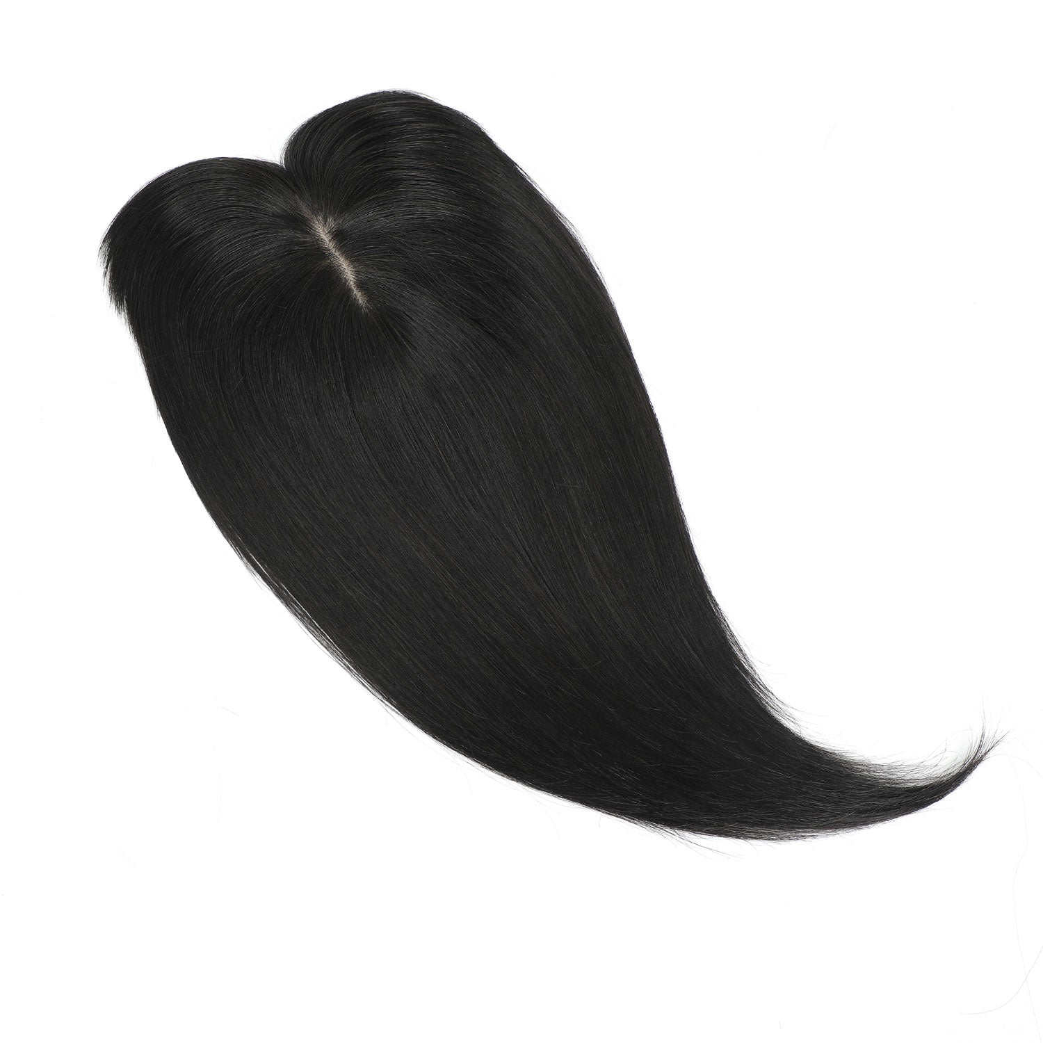Human Hair Topper with Bangs #1b Natural Black