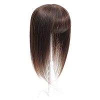 Human Hair Topper with Bangs #2 Dark Brown