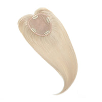 Human Hair Topper with Bangs #R12/1001 Rooted Dirty Blonde and Pearl Blonde