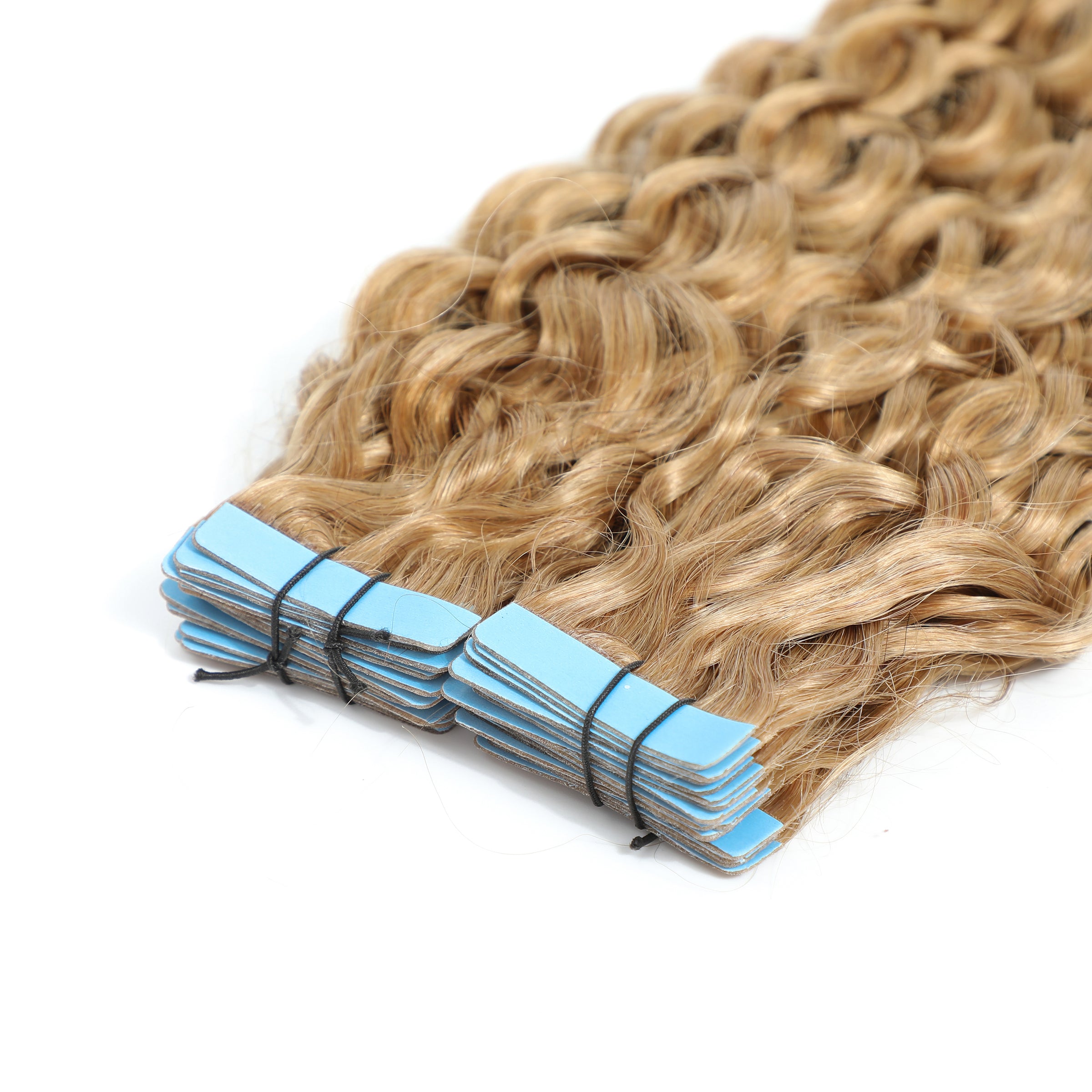 Curly Tape Human Hair Extensions 3B  #16 Natural Blonde