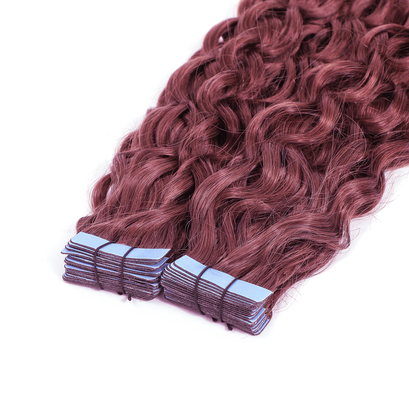 Curly Tape Hair Extensions 3B #33 Natural Red