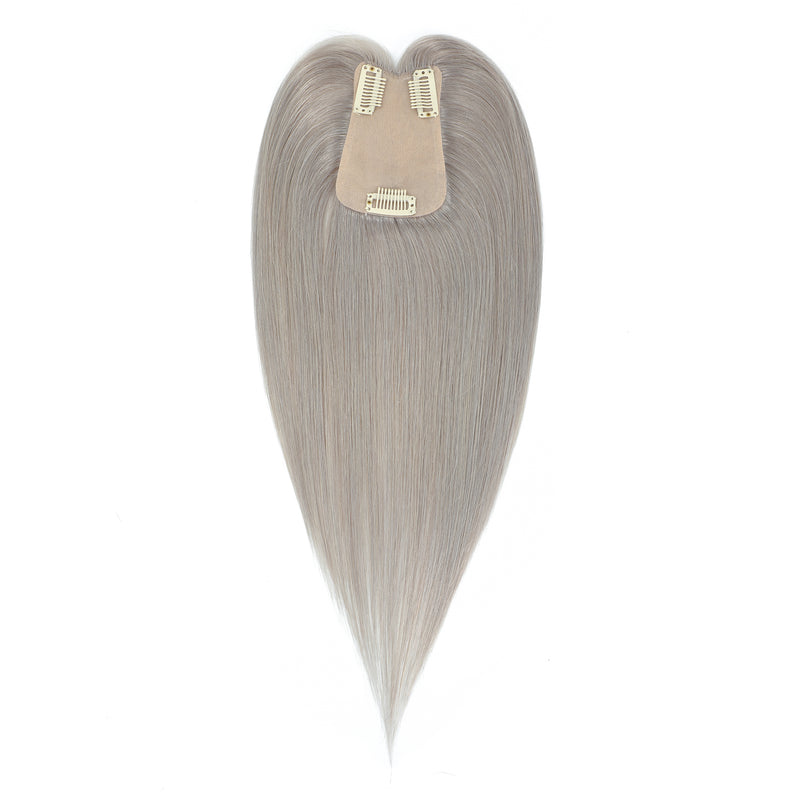 Human Hair Topper #S1 Grey
