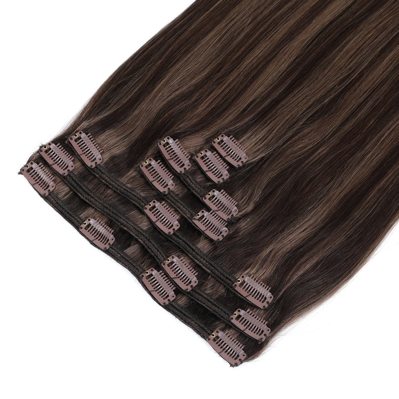 Clip In Hair Extensions  Ash and Chocolate Brown Mix