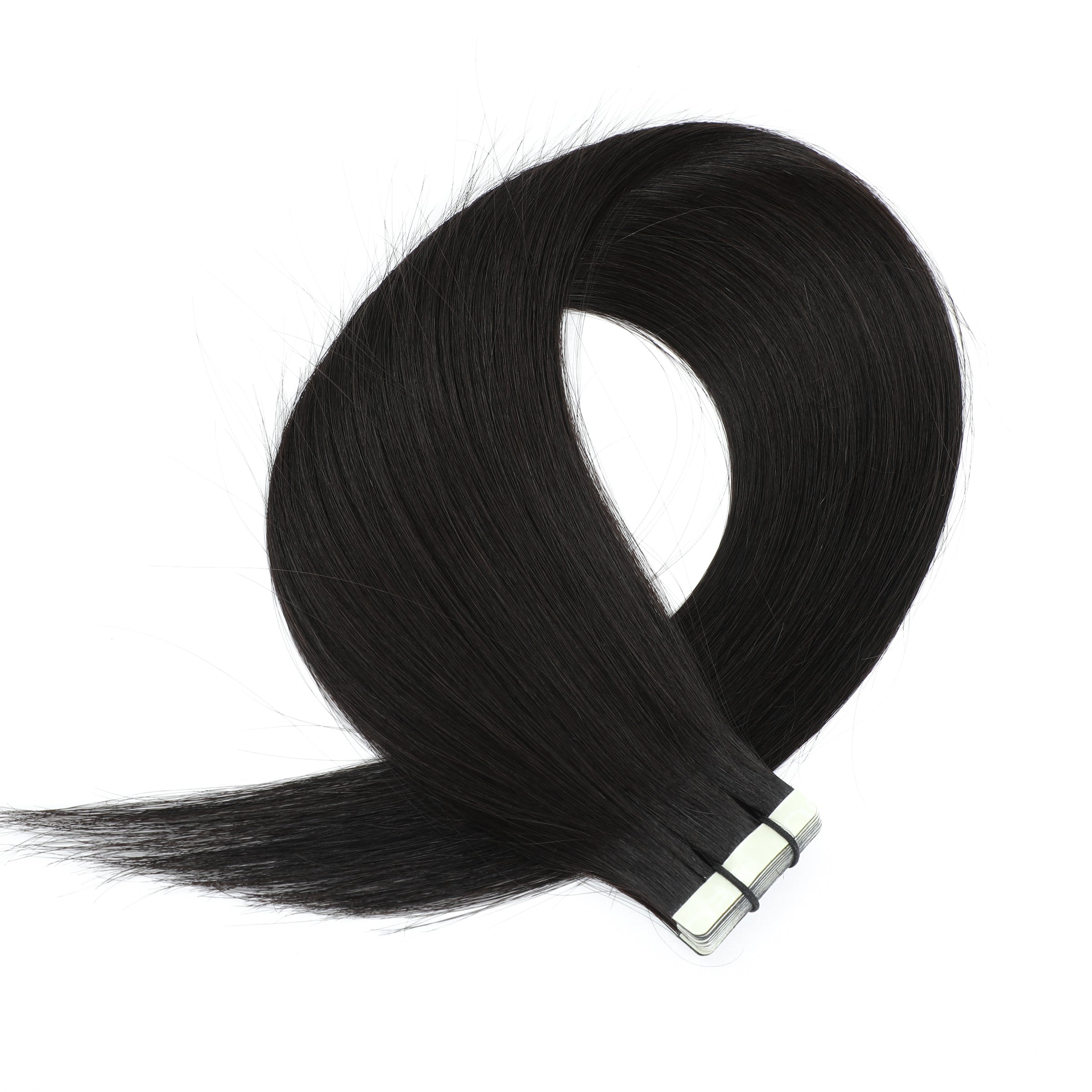 Double Drawn Tape Hair Extensions  #1 Jet Black Virgin Russian Hair