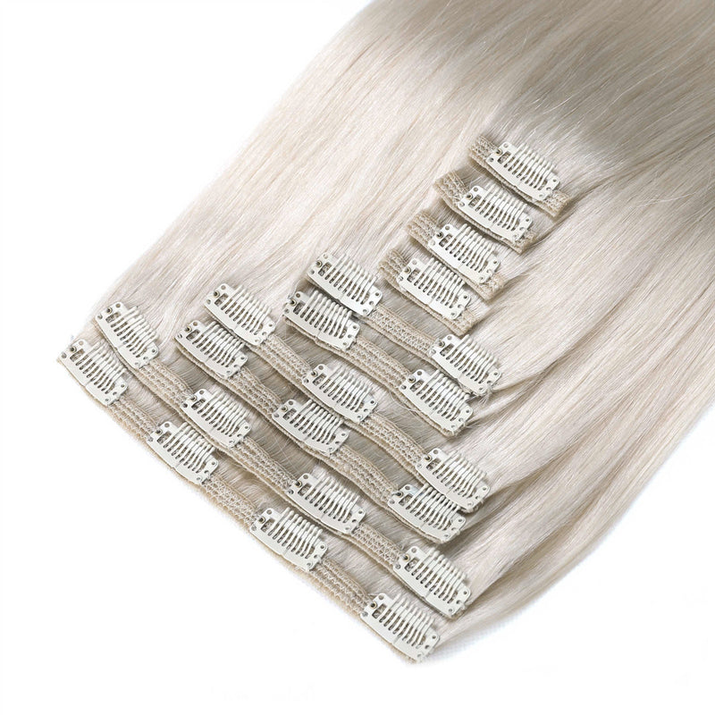 Clip In Hair Extensions 24" #60a Silver White Blonde
