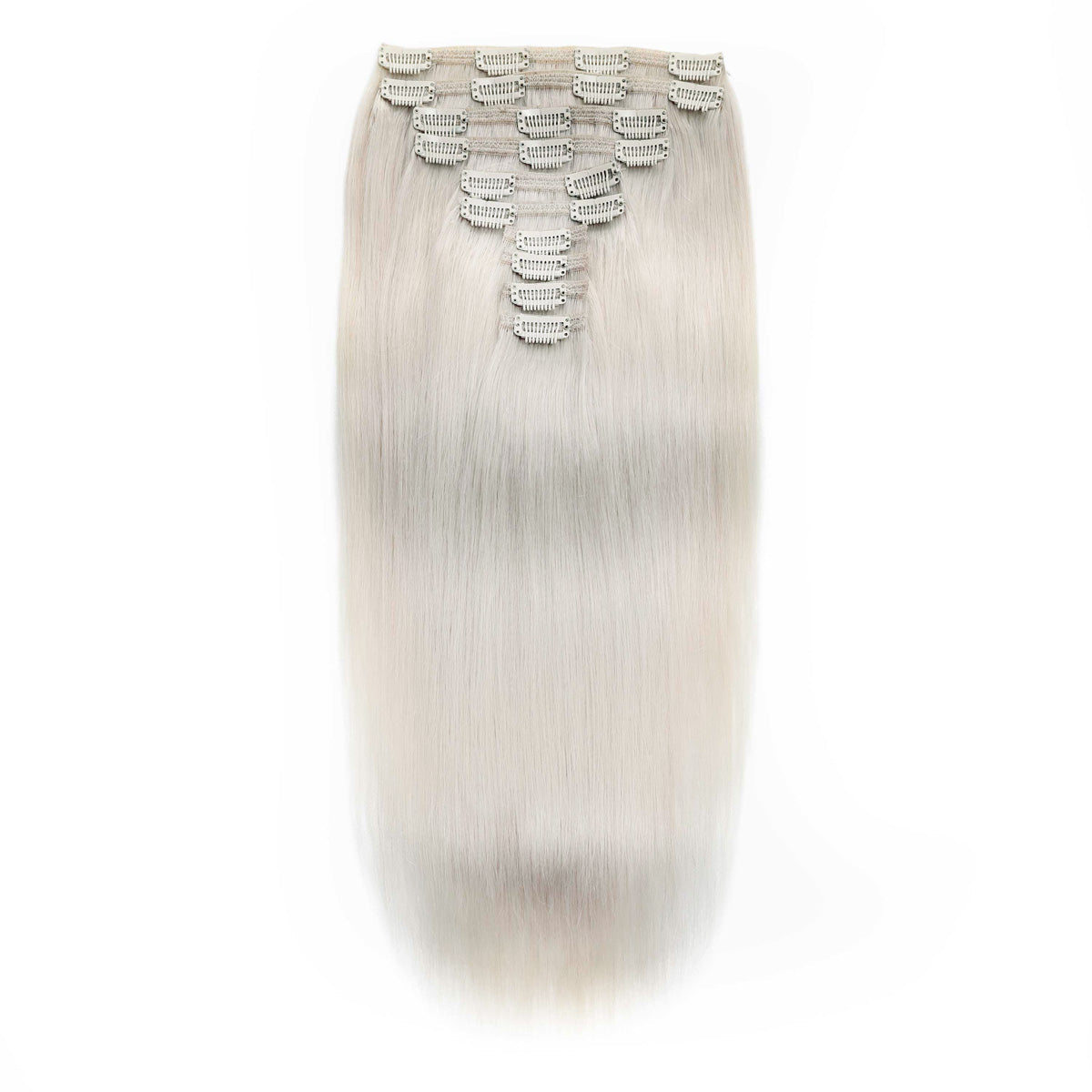 Clip In Hair Extensions 24" #60a Silver White Blonde