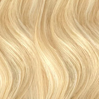 Close-up of blonde hair with wavy texture
