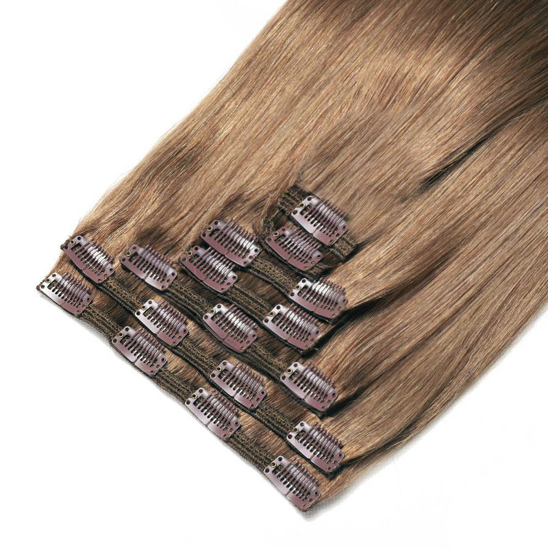 Clip In Hair Extensions 24" #8 Cinnamon Brown