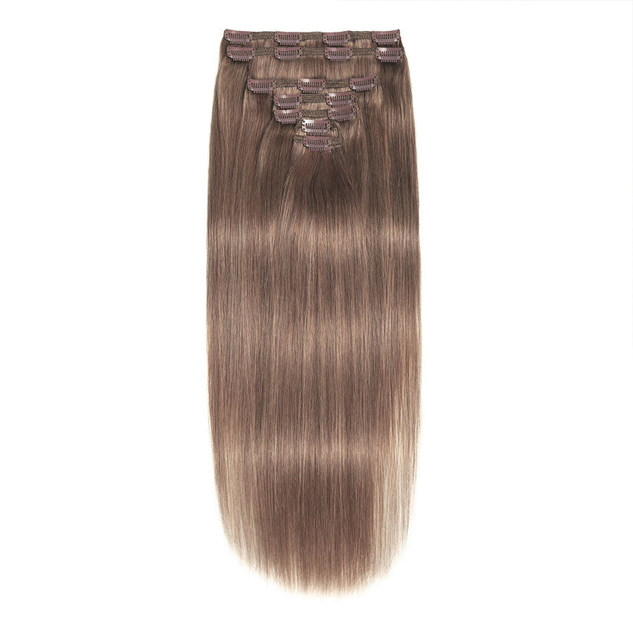 Human Hair Clip In Hair Extensions Medium Brown