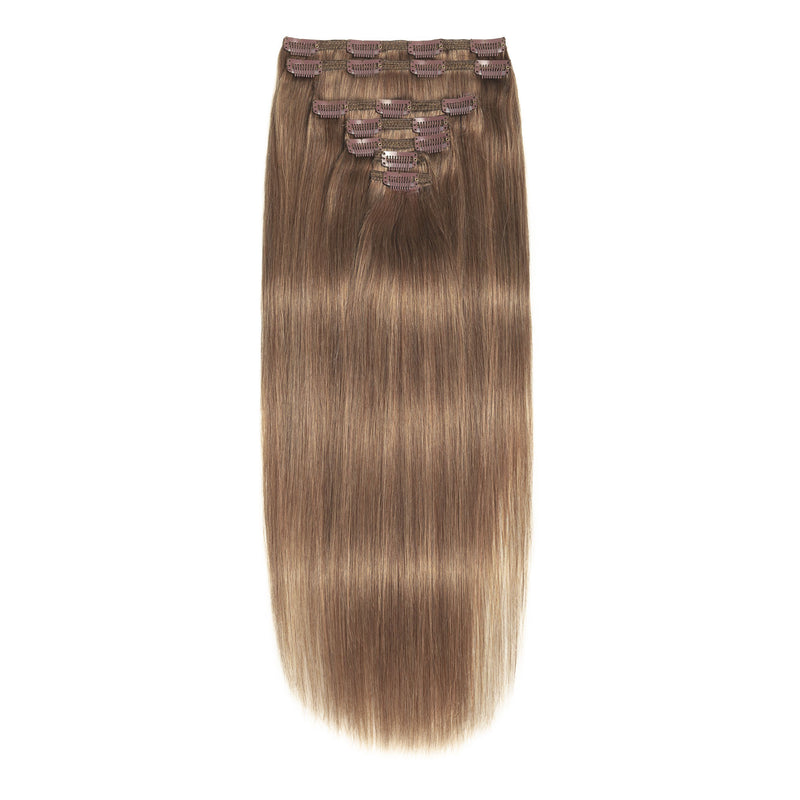 Clip In Hair Extensions 24" #8 Cinnamon Brown