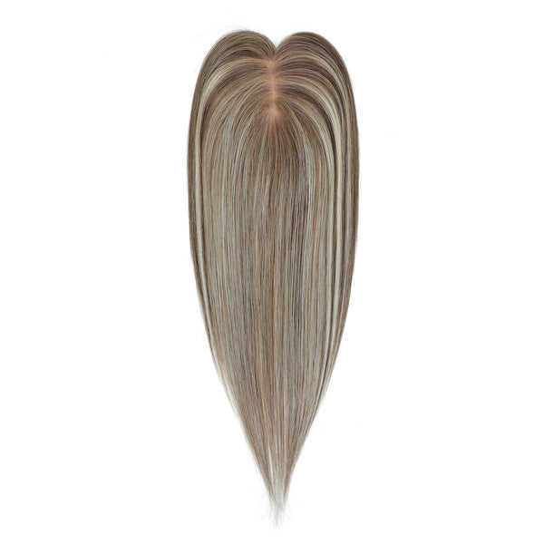 Human Hair Topper #8a/8a/1001 Ash Brown Pearl Blonde Balayage
