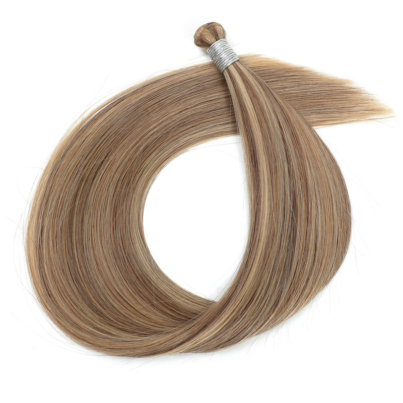 Genius Weft Hair Extensions  #8/22 Cinnamon Brown and Sandy Blonde Highlights