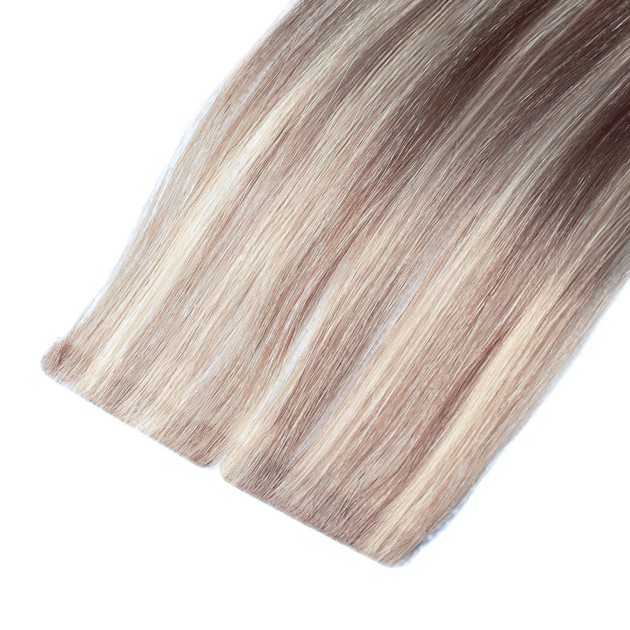 Invisible Tape Hair Extensions #8/60 Ash Brown & Platinum Blonde Mix