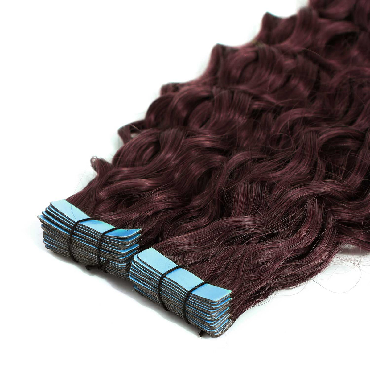 Curly Tape Hair Extensions 3B #99J Burgundy