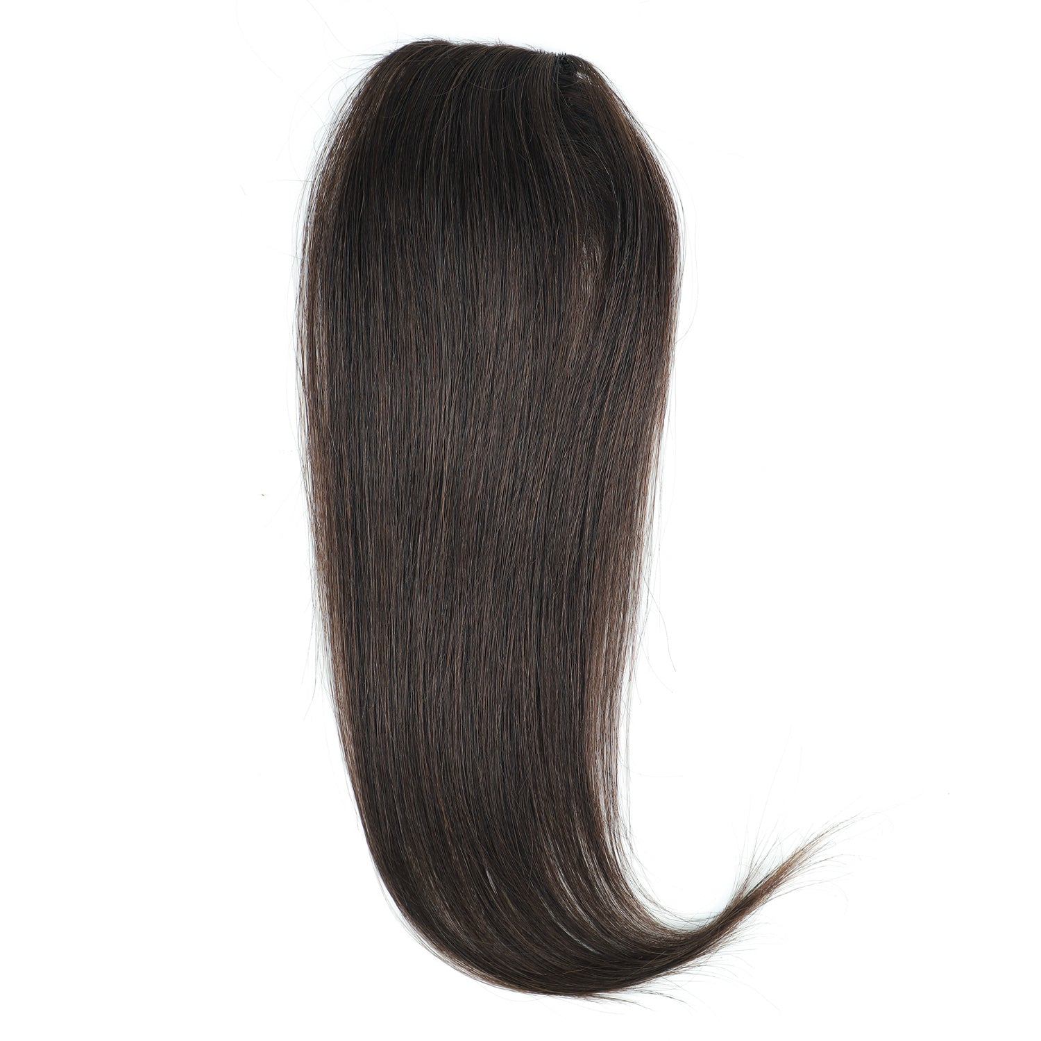 Dark brown hair extension on a white background