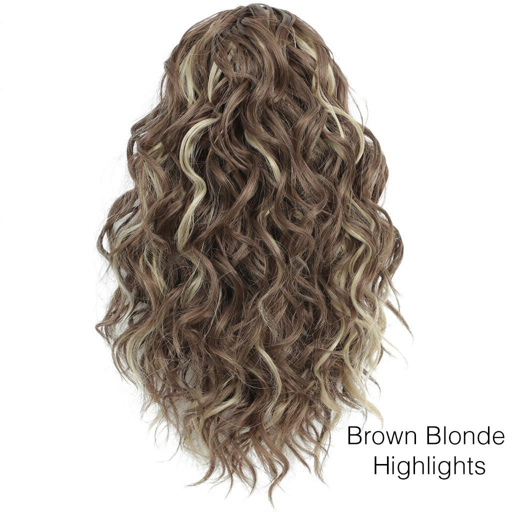 Brown hairpiece with highlights on a white background