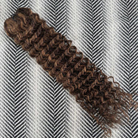 Weft Curly Hair Extensions 3C #2/10 Dark Brown and Caramel Highlights