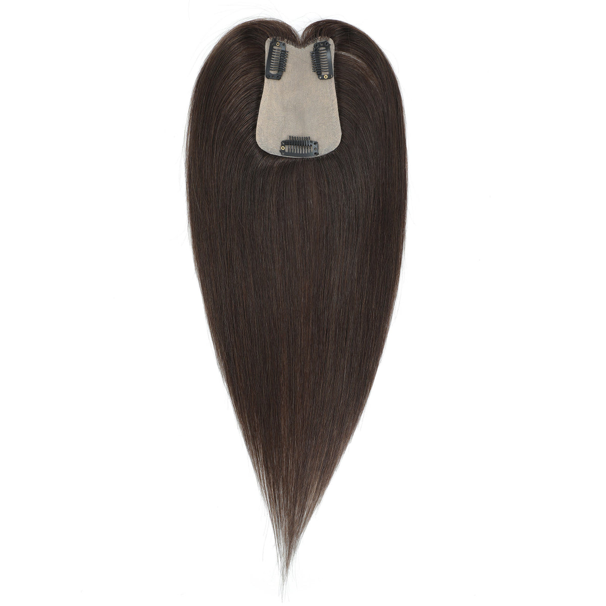 Brown hair extension with clip on a white background