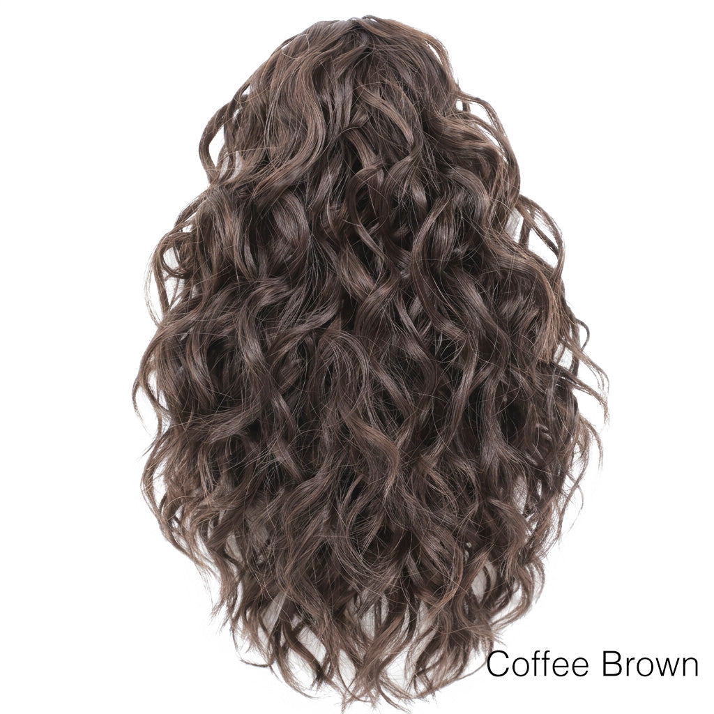 Brown wavy hair extension on a white background