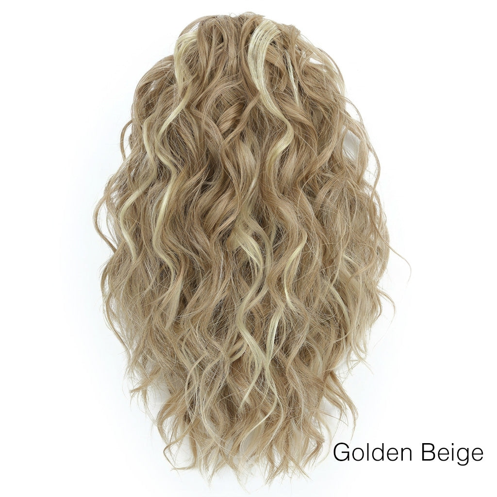 Blonde hairpiece with wavy texture on a white background