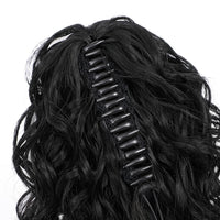 Black hair extension with decorative elements on a white background