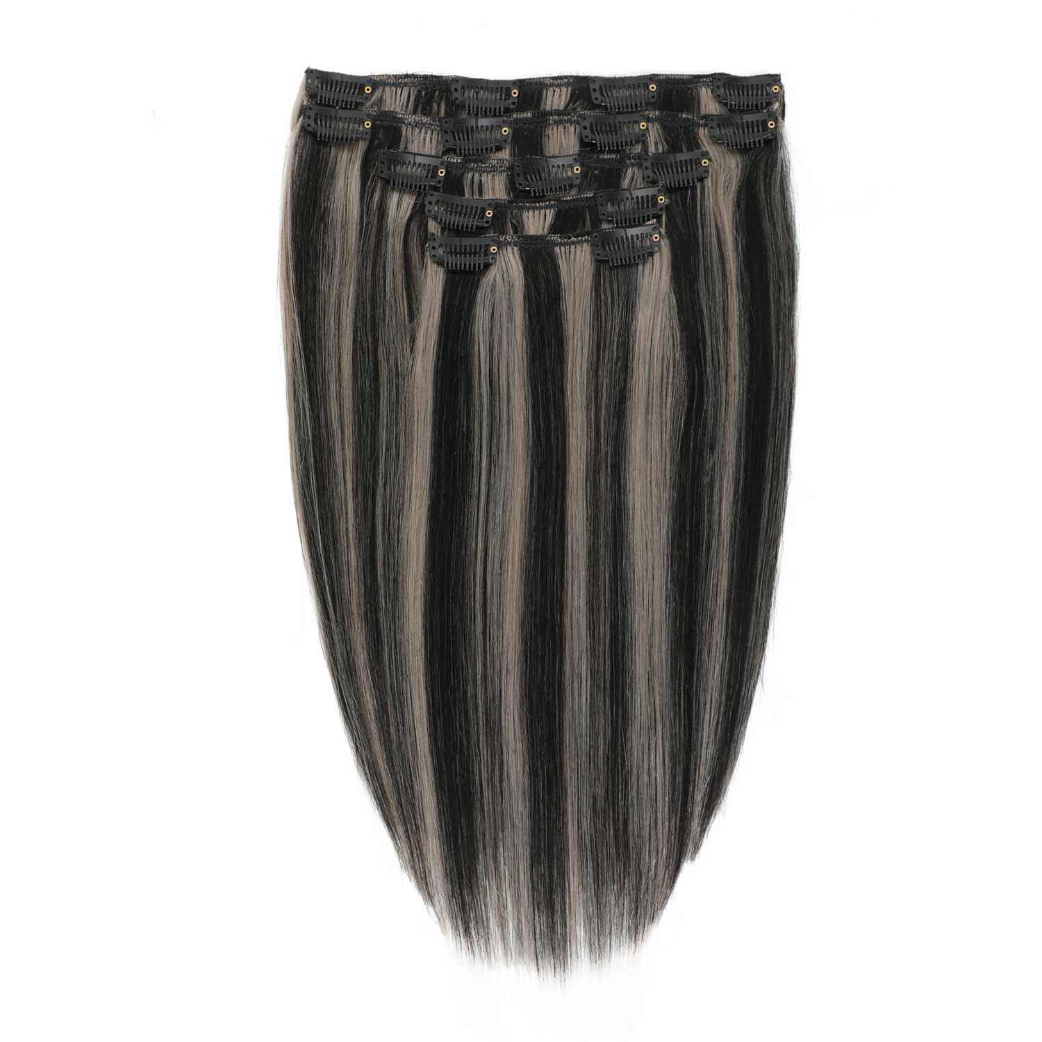 Clip In Hair Extensions #1b/Grey Natural Black and Grey Mix 13"