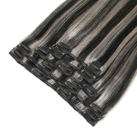 Clip In Hair Extensions #1b/Grey Natural Black and Grey Mix 13"