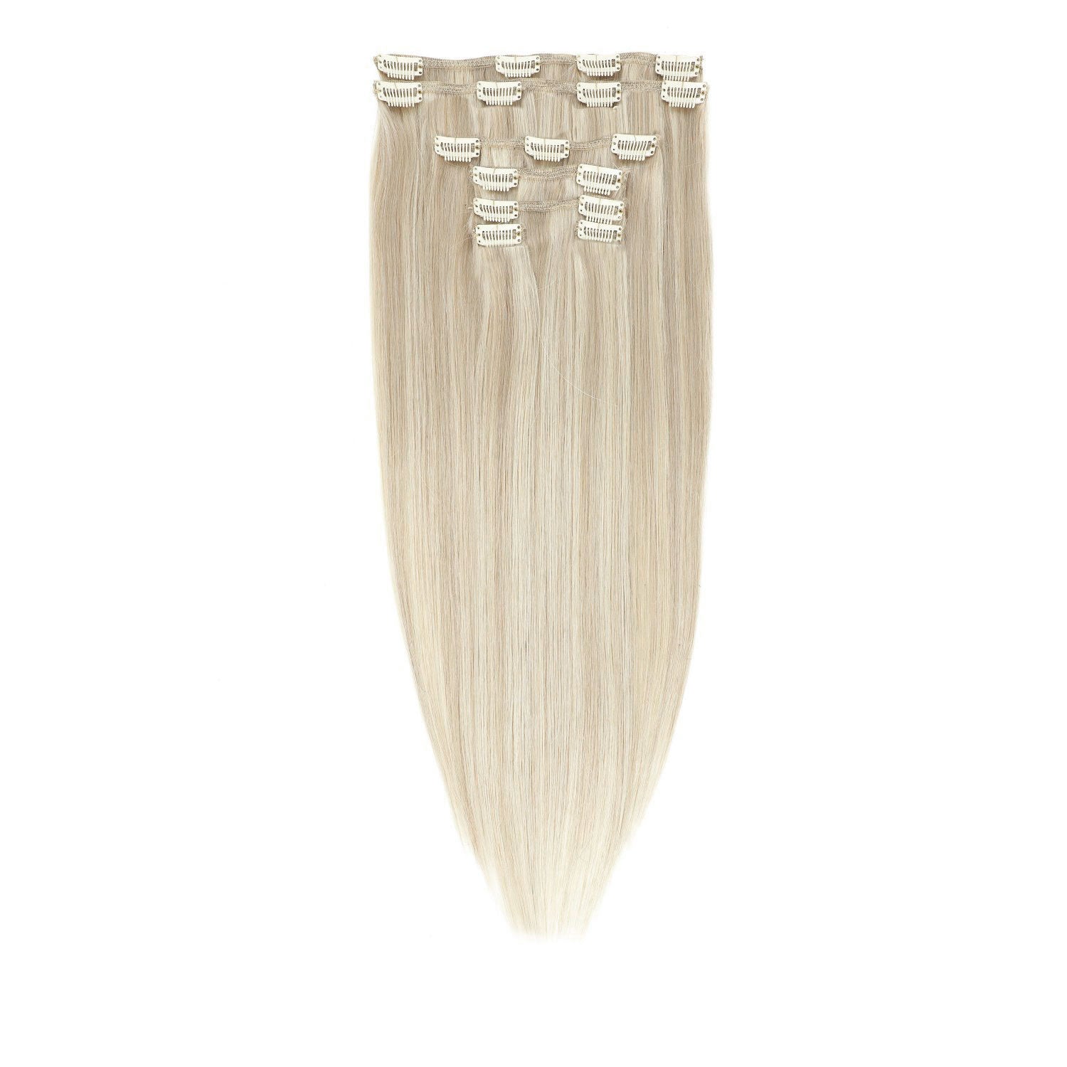 Clip In Hair Extensions 21" #18b/1001  Dark Ash and Pearl Blonde Mix