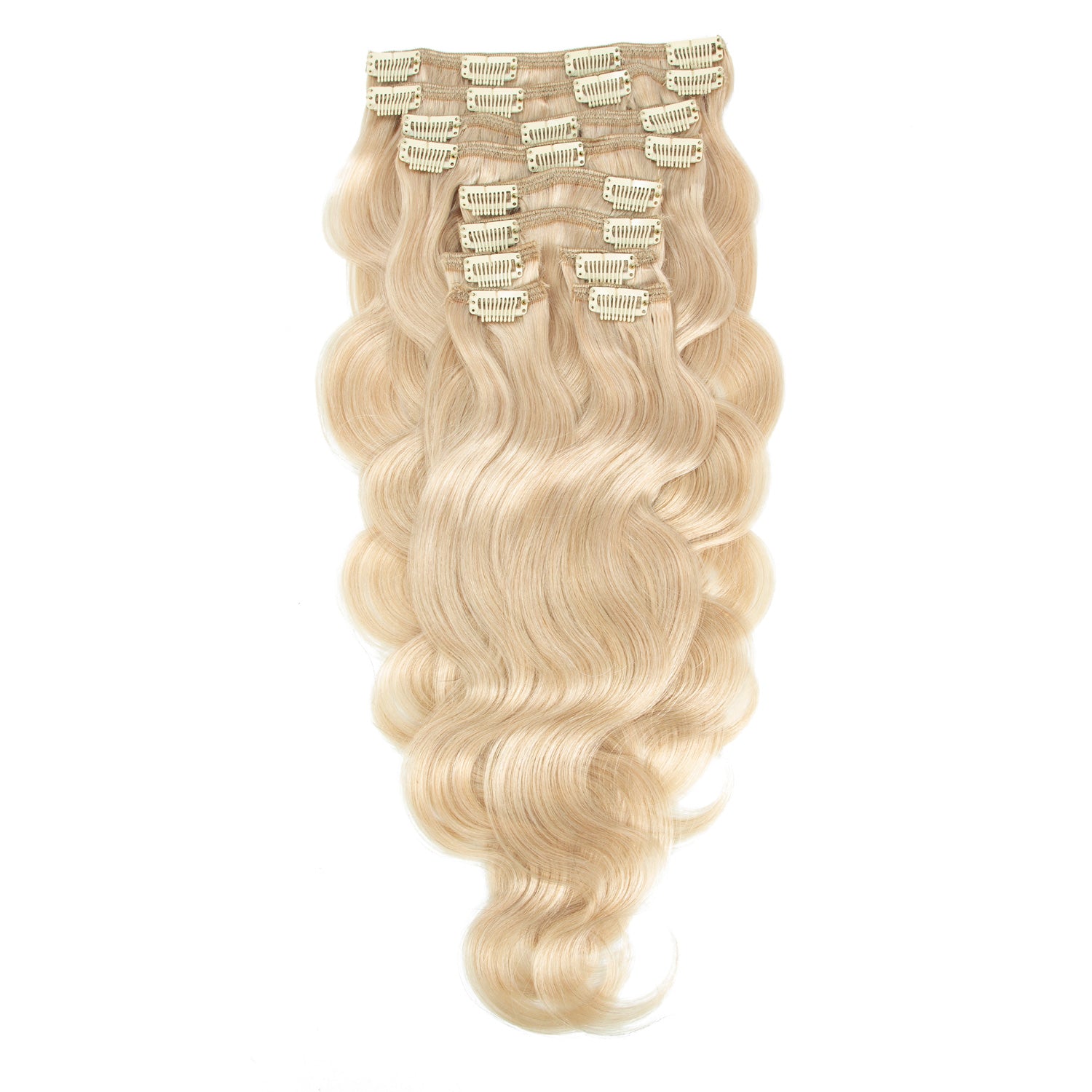 Clip In Wavy Human Hair Extensions #51 Champagne Blonde 22 Inch