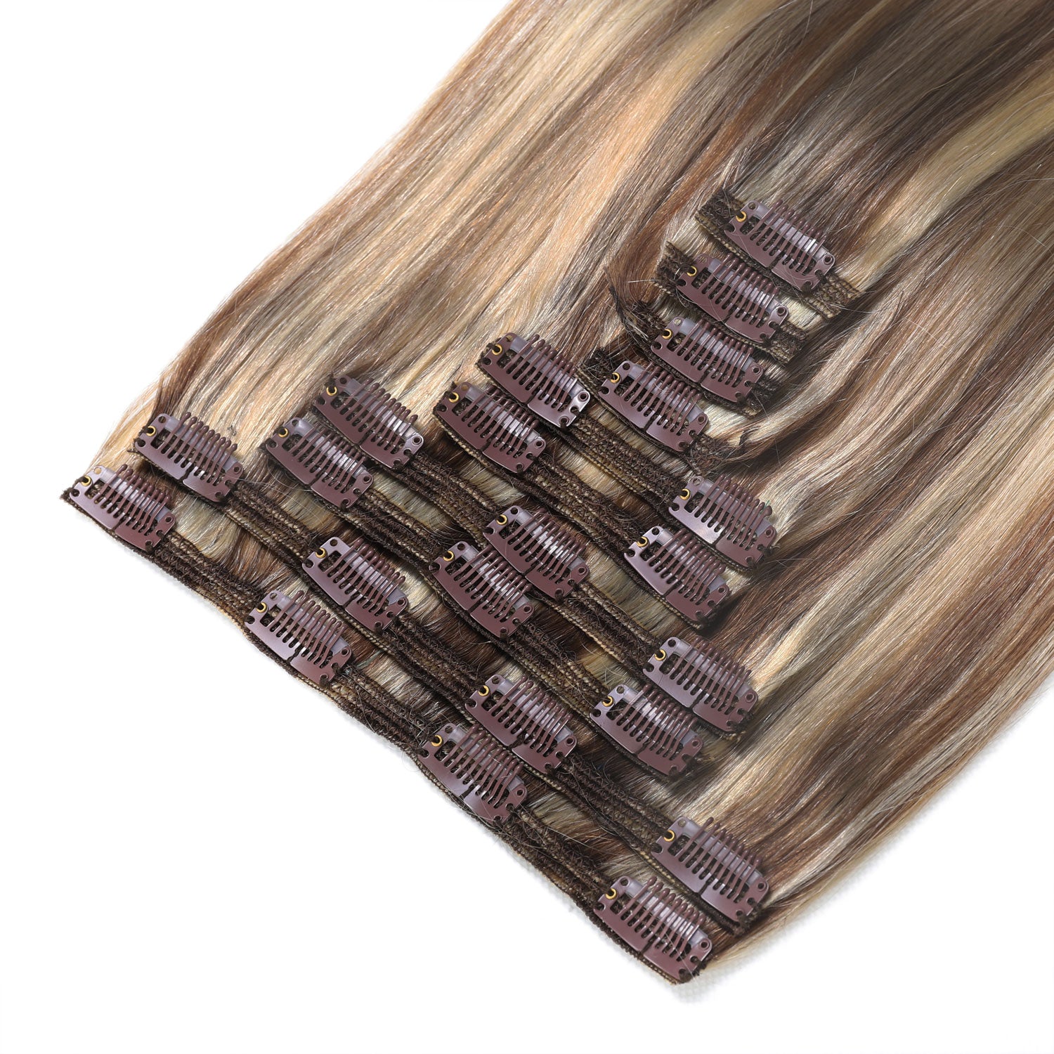 Clip In Hair Extensions #8/22 Ash Brown & Sandy Blonde Mix 17"