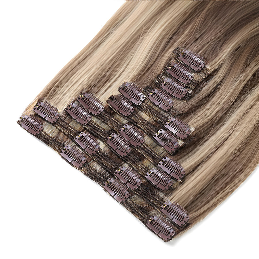 Mixed Shade Human Hair Extensions Clip On Hair