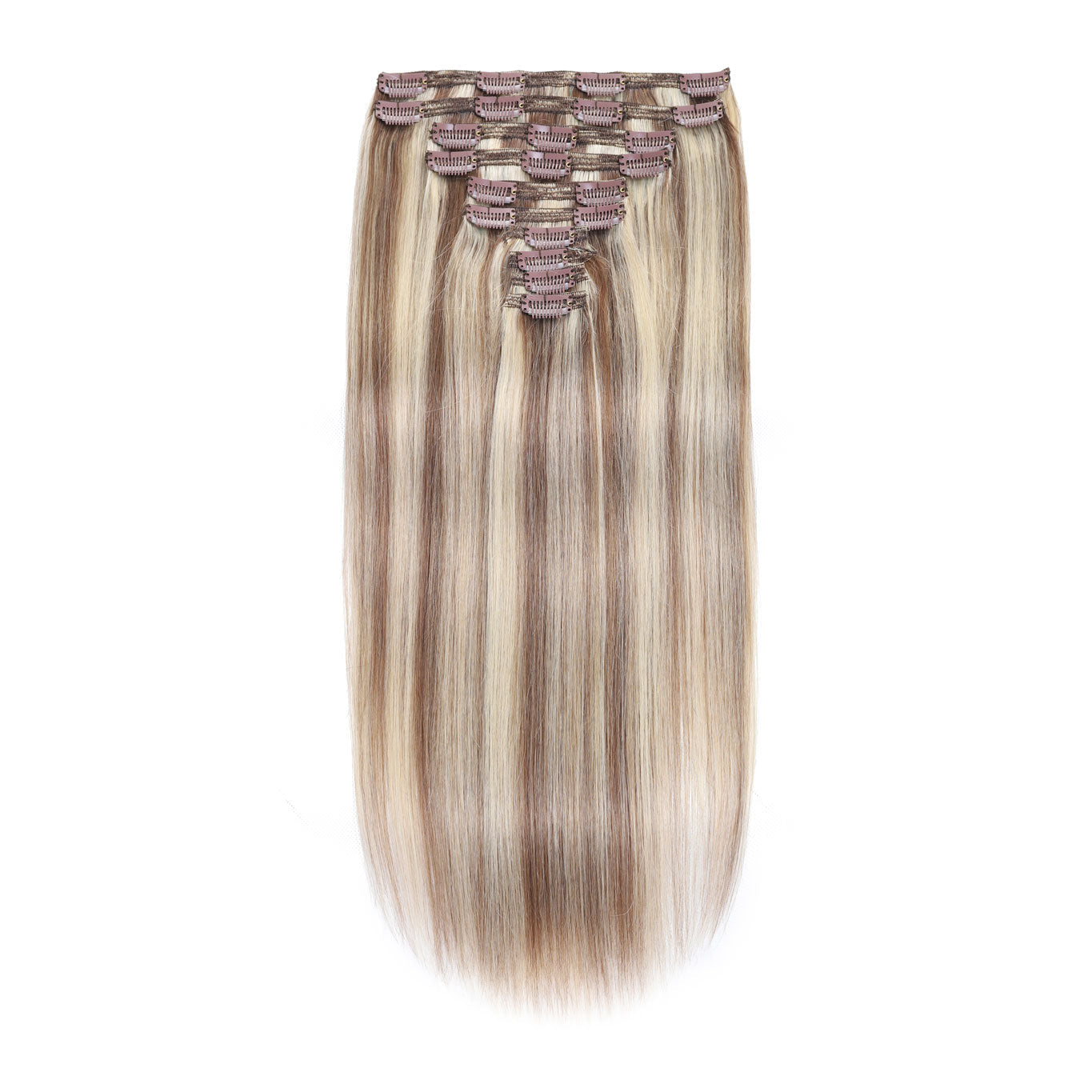 Clip In Hair Extensions 26" #8/60 Ash Brown & Platinum Blonde Mix