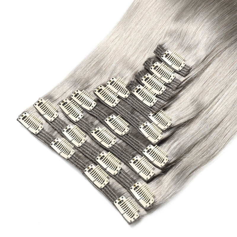 Clip In Hair Extensions 21" #S1 Silver Grey SALE 130 Grams