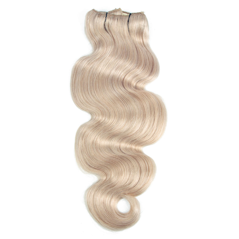 Clip In Wavy Human Hair Extensions #18a Ash Blonde 22"