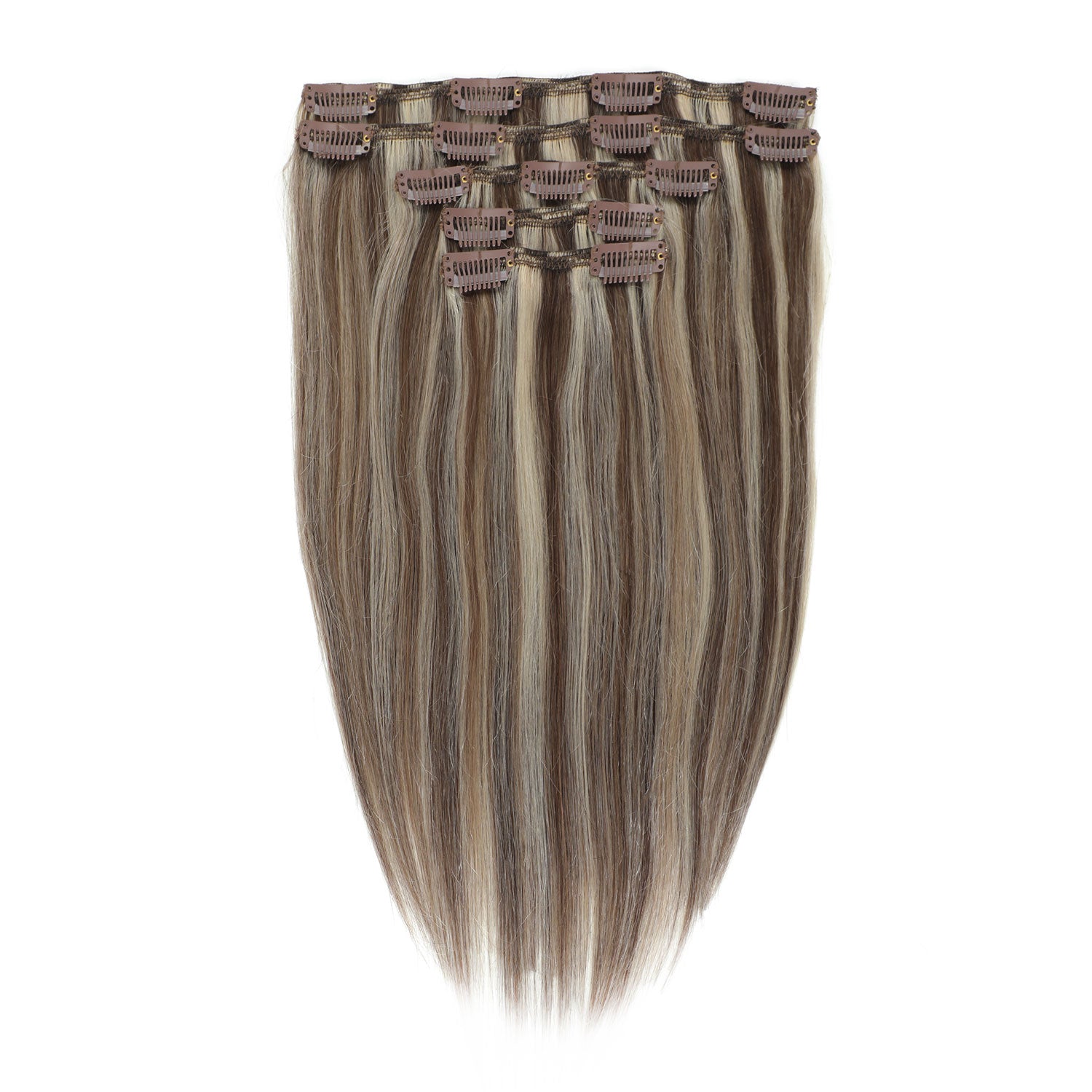 Clip In Hair Extensions #8a/60 Ash Brown and Platinum Blonde 13"