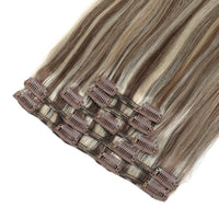 Clip In Hair Extensions #8a/60 Ash Brown and Platinum Blonde 13"