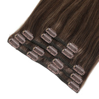 Clip In Hair Extensions #2c/8a Chocolate and Ash Brown Mix 13"