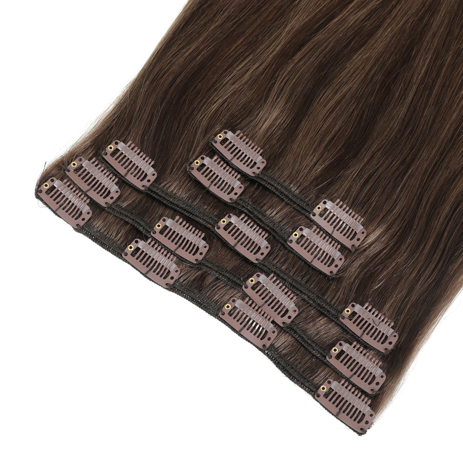 Clip In Hair Extensions #2c/8a Chocolate and Ash Brown Mix 13"