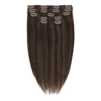 Clip In Hair Extensions #2c/8a Chocolate and Ash Brown Mix 13"