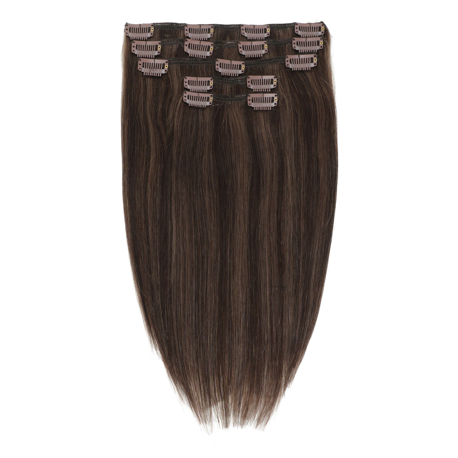 Clip In Hair Extensions #2c/8a Chocolate and Ash Brown Mix 13"