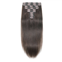 Clip In Hair Extensions #2c Chocolate Brown 17"