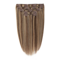 Clip In Hair Extensions #8/22 Cinnamon Brown and Sandy Blonde Mix 13"