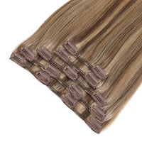 Clip In Hair Extensions #8/22 Cinnamon Brown and Sandy Blonde Mix 13"
