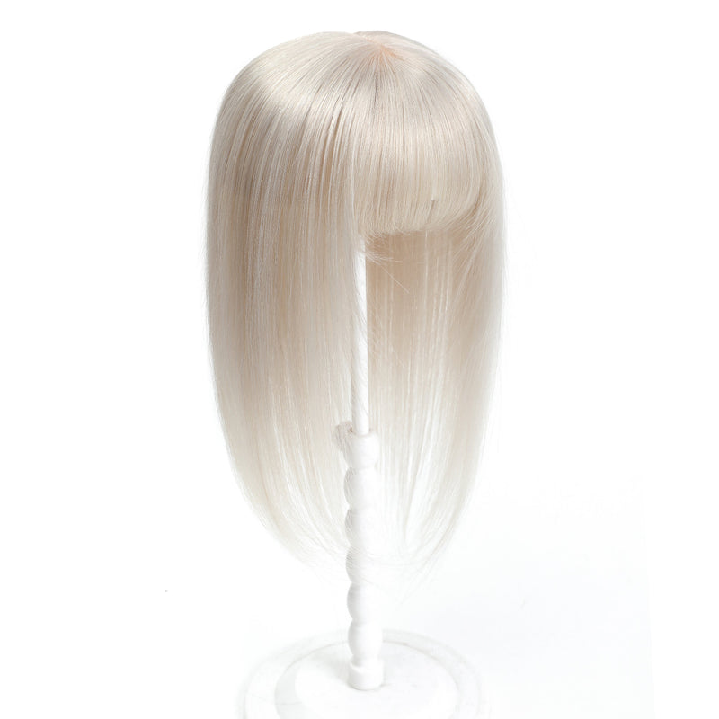 Blonde hair extension with a white background
